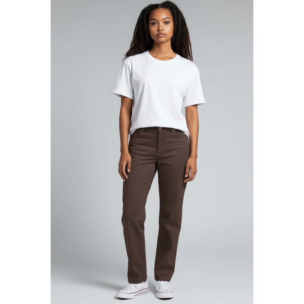 Rafaella Dress Pants Women 14 Brown Excellent Straight Leg Stretch Workwear
